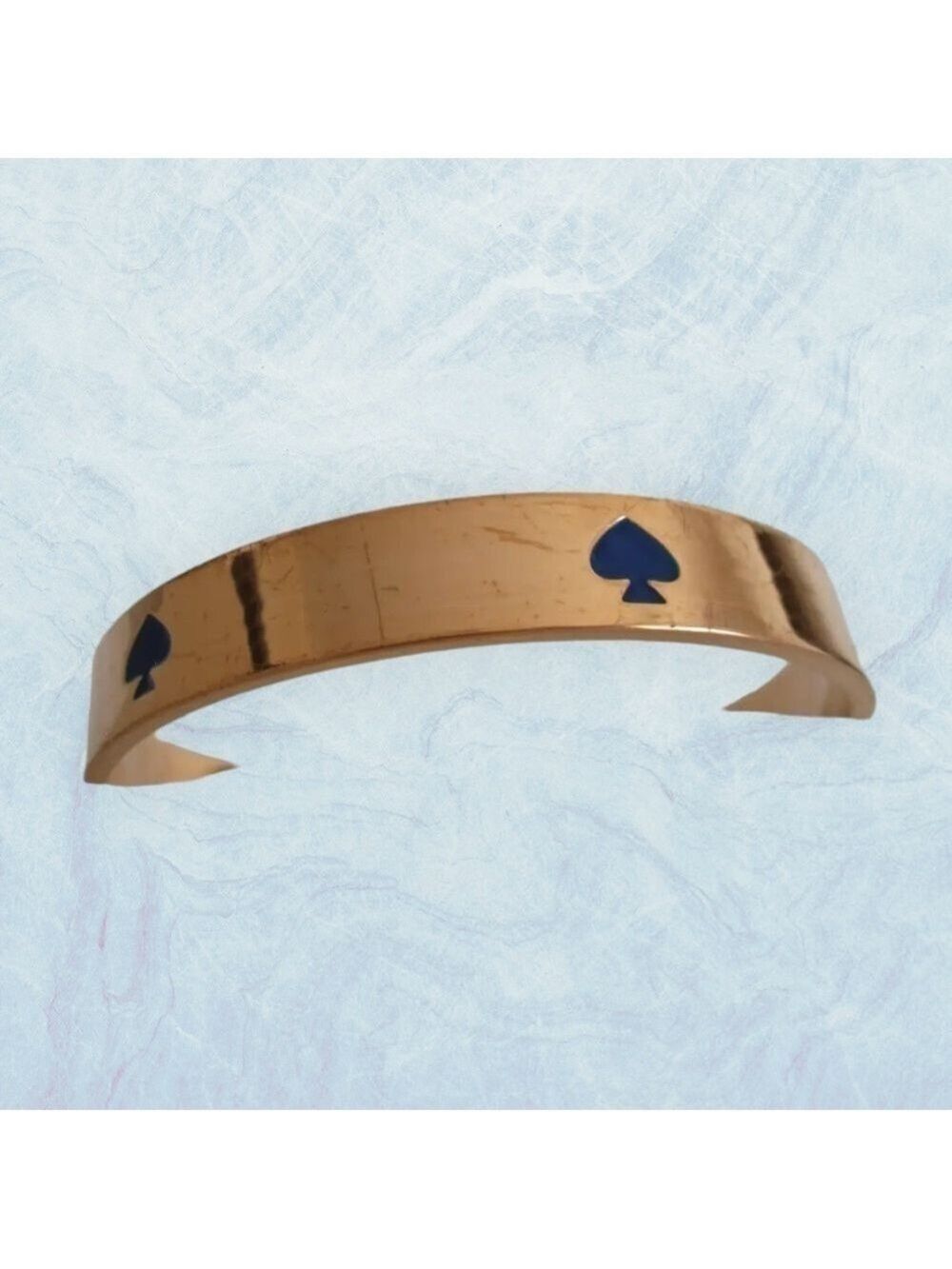 Kate Spade Gold Tone Royal Blue Enamel Spade Logo Bangle Vintage 0037 - Picture 6 of 6